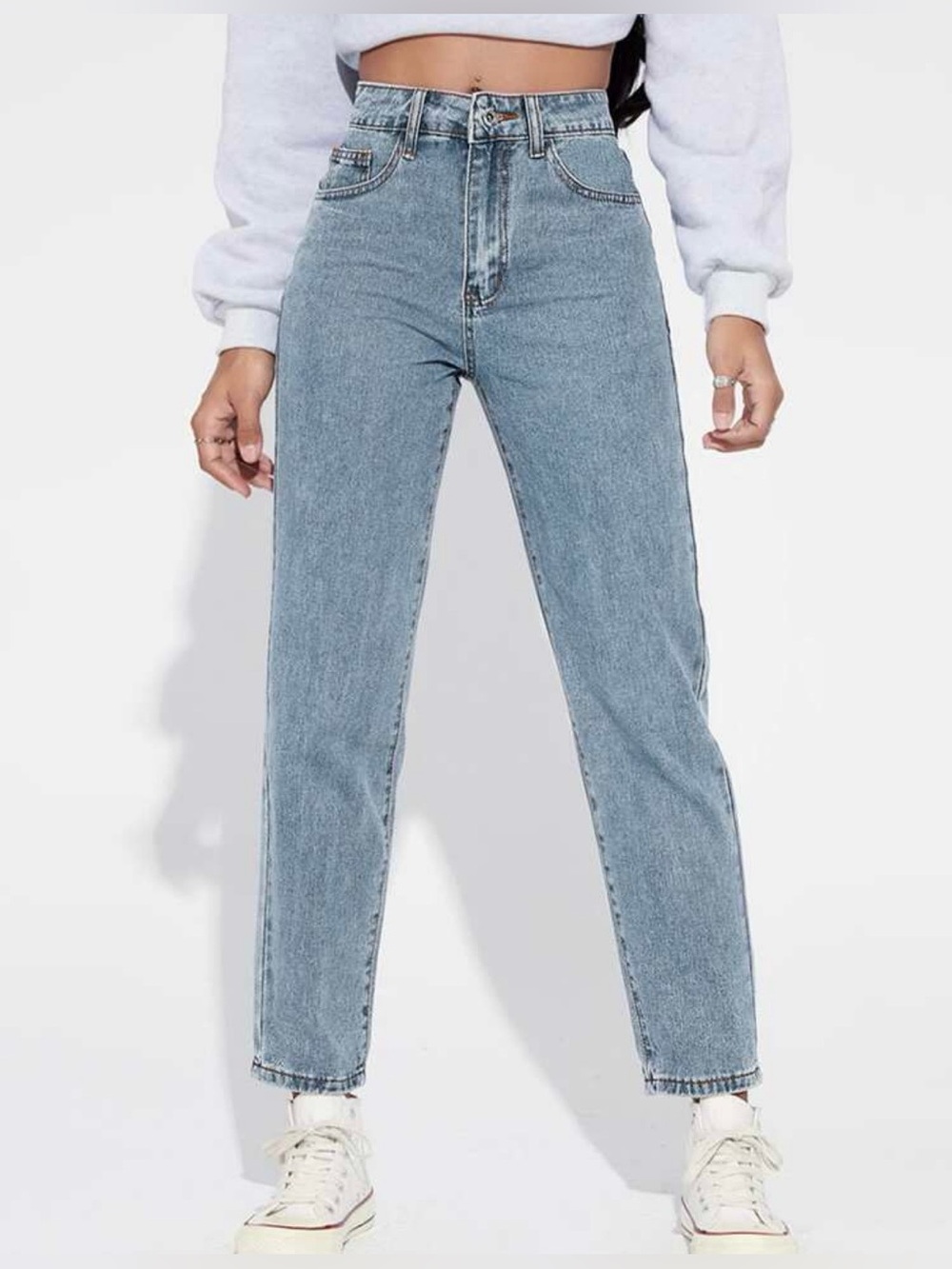 SHEIN High-Rise Straight Leg Mom Jeans, Light Wash, Size XS, EUC